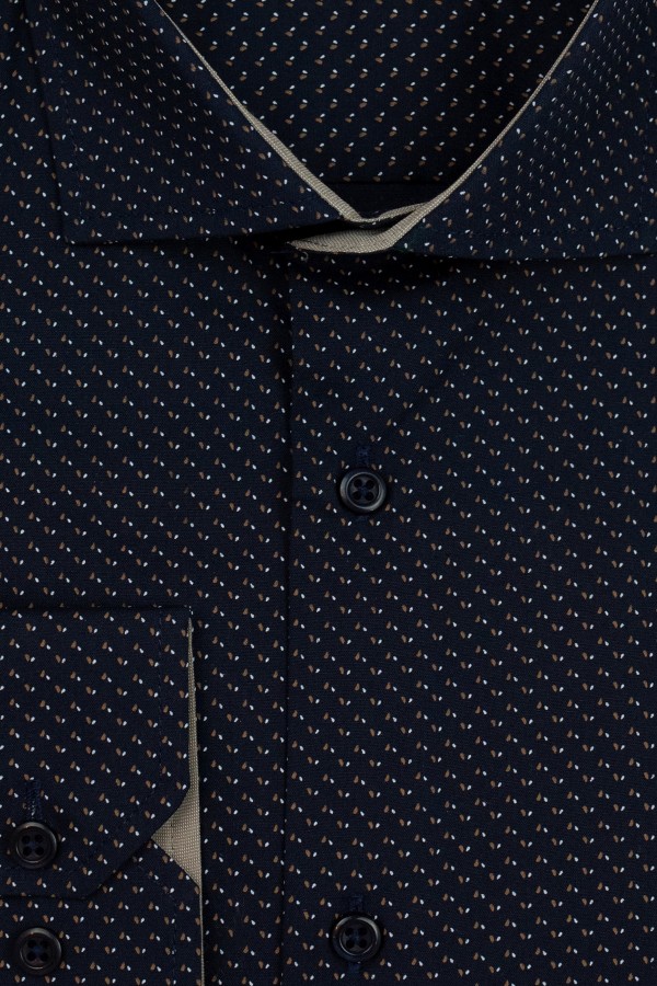 Man’s dark blue printed shirt      