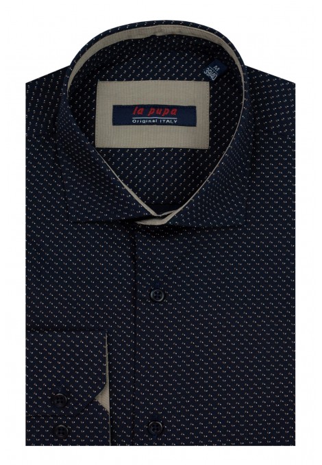 Man’s dark blue printed shirt      