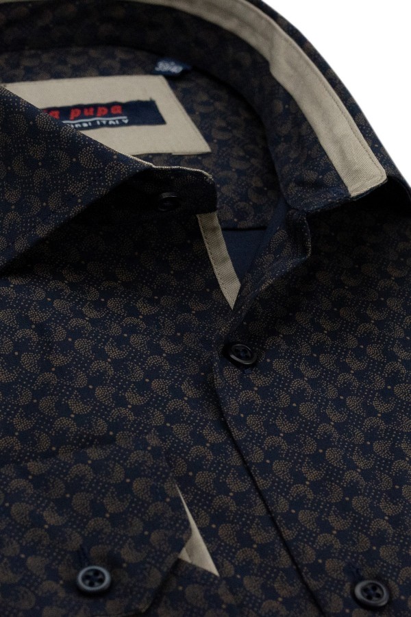 La pupa dark blue printed shirt