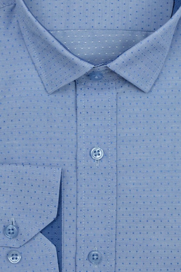 Ανδρικό σιέλ πουκάμισο σχεδιαστικό slim fit  