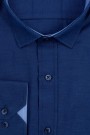 Ανδρικό μπλε πουκάμισο με σχέδιο ύφανσης slim fit    
