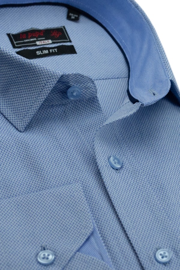 Ανδρικό γαλάζιο πουκάμισο σχεδιαστικό slim fit