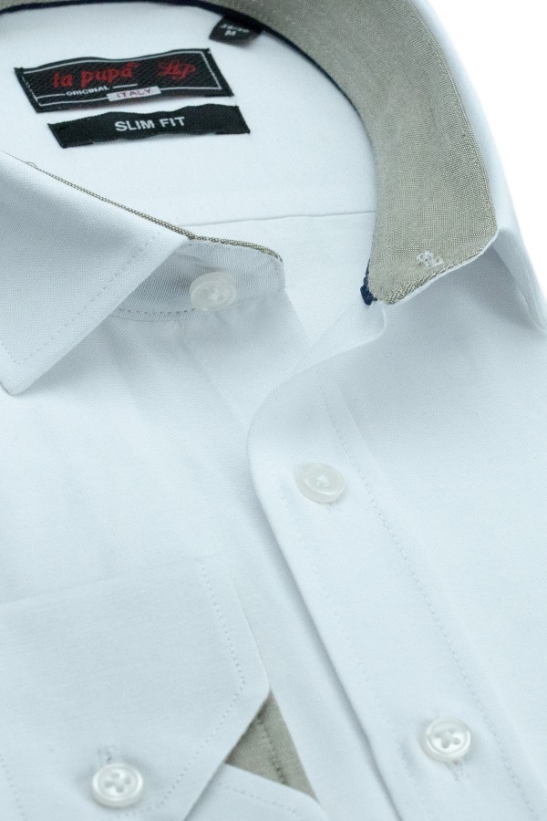 Ανδρικό λευκό πουκάμισο slim fit