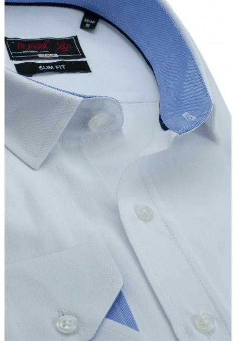 Ανδρικό λευκό πουκάμισο με σχέδιο ύφανσης slim fit