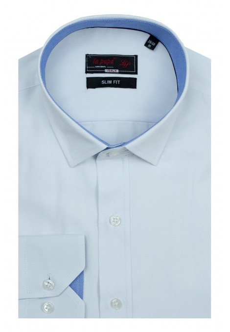 Ανδρικό λευκό πουκάμισο με σχέδιο ύφανσης slim fit