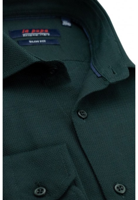 Dark Green Shirt with Textured Weave