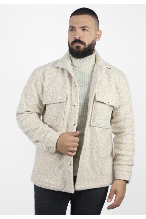 Ανδρικό μπεζ  πουκάμισο τύπου jacket