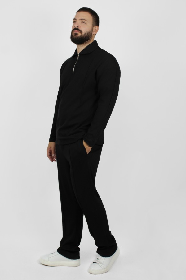 Ανδρική μαύρη oversize μπλούζα με φερμουάρ