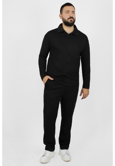 Ανδρική μαύρη oversize μπλούζα με φερμουάρ