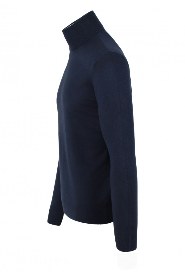 Ανδρική σκούρο μπλε πλεκτή μπλούζα ζιβάγκο