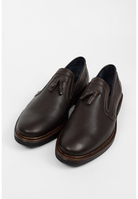 Ανδρικά δερμάτινα καφέ loafers