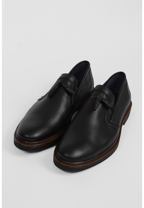 Ανδρικά δερμάτινα μαύρα loafers
