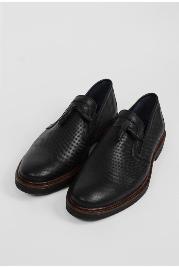 Ανδρικά δερμάτινα μαύρα loafers