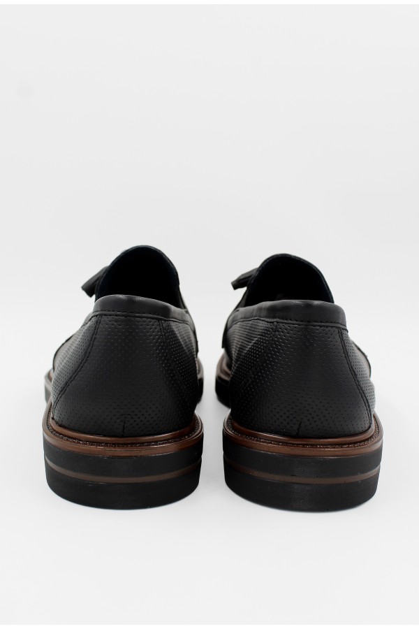 Ανδρικά δερμάτινα μαύρα loafers
