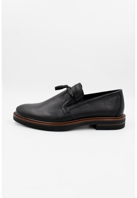 Ανδρικά δερμάτινα μαύρα loafers