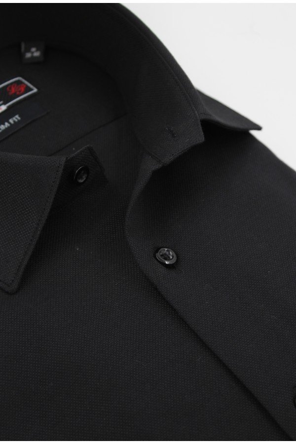 Ανδρικό μαύρο πουκάμισο slim fit