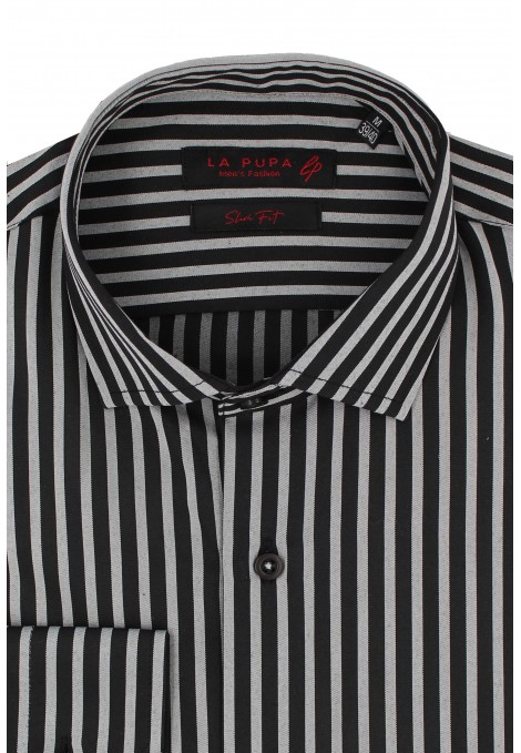 Ανδρικό γκρι πουκάμισο ριγέ slim fit