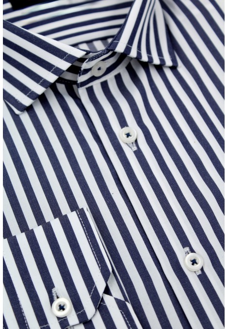 Ανδρικό μπλε πουκάμισο ριγέ slim fit