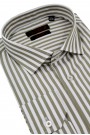 Ανδρικό λαδί πουκάμισο ριγέ slim fit