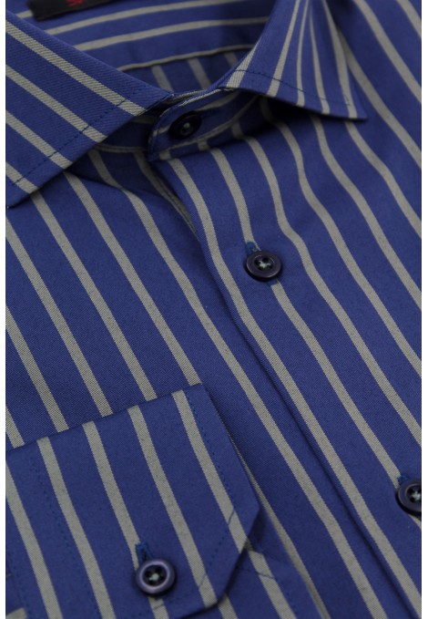 Ανδρικό μπλε πουκάμισο ριγέ slim fit