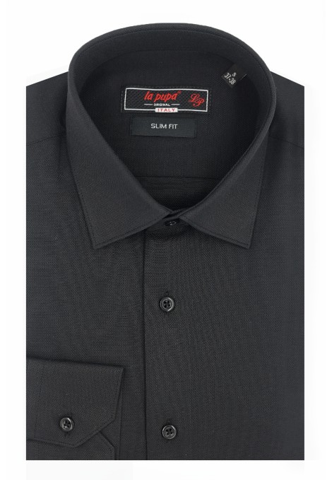 Ανδρικό μαύρο πουκάμισο slim fit