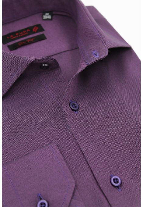 Ανδρικό μωβ βαμβακερό πουκάμισο slim fit