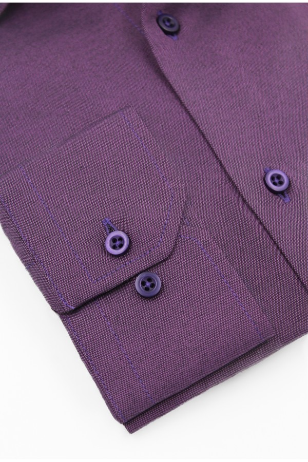 Ανδρικό μωβ βαμβακερό πουκάμισο slim fit