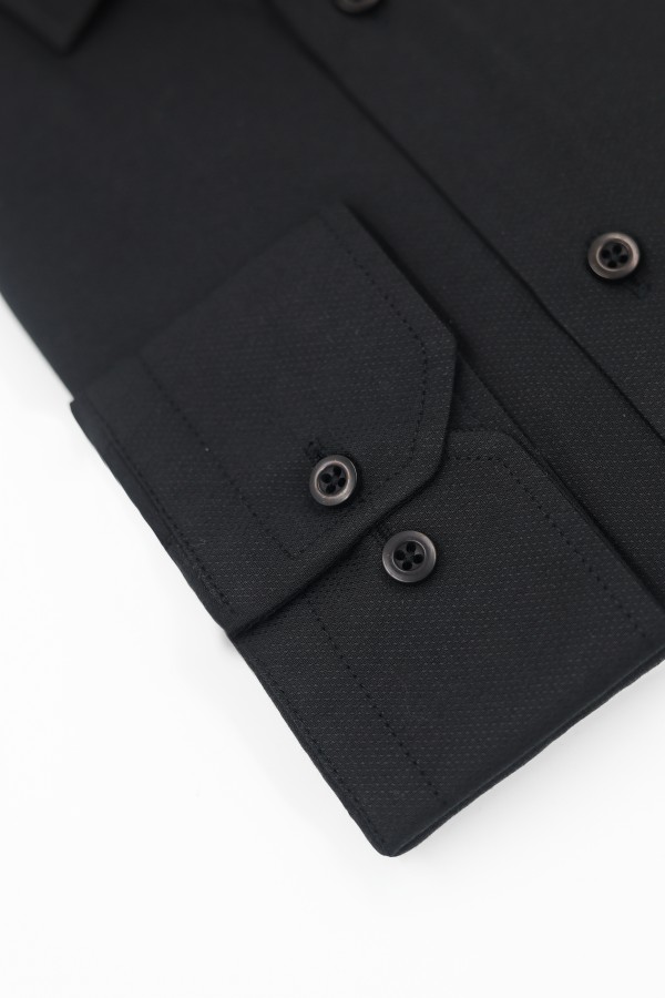 Ανδρικό μαύρο πουκάμισο slim fit