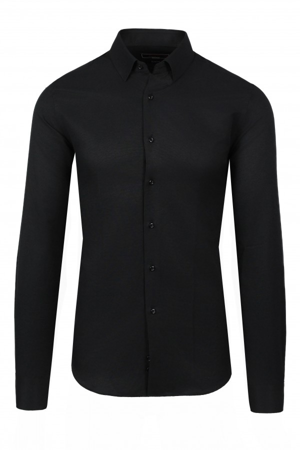 Ανδρικό μαύρο πουκάμισο slim fit
