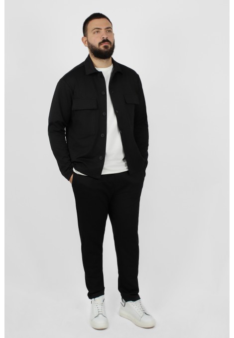Ανδρικό μαύρο jacket ριπ με τσέπες