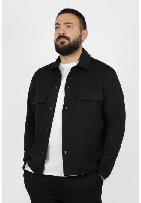 Ανδρικό μαύρο jacket ριπ με τσέπες
