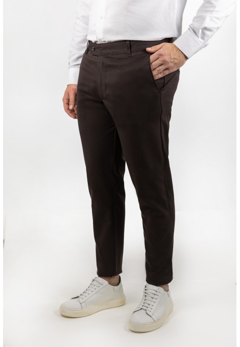 Men's Dark Brown Fabric Pants-Urban Flex