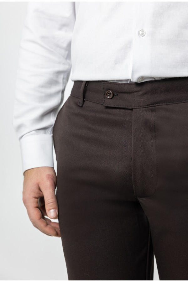 Men's Dark Brown Fabric Pants-Urban Flex