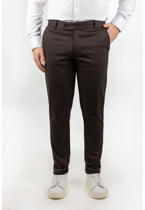 Men's Dark Brown Fabric Pants-Urban Flex
