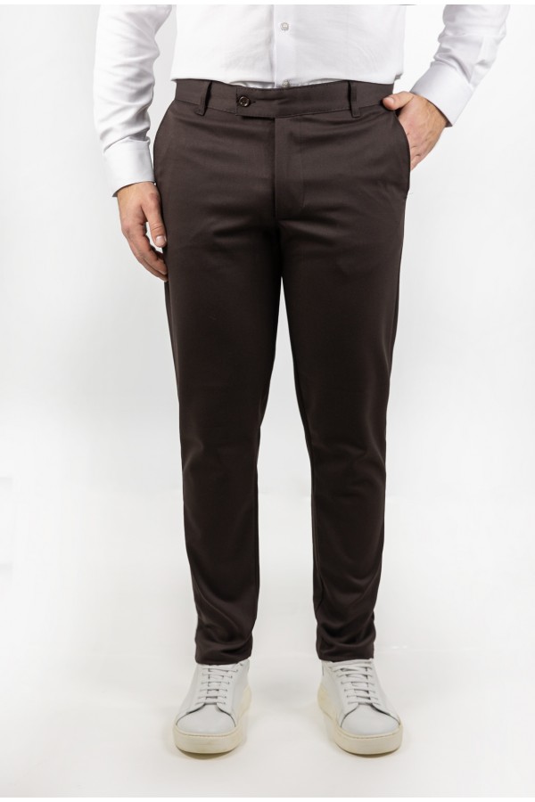 Men's Dark Brown Fabric Pants-Urban Flex
