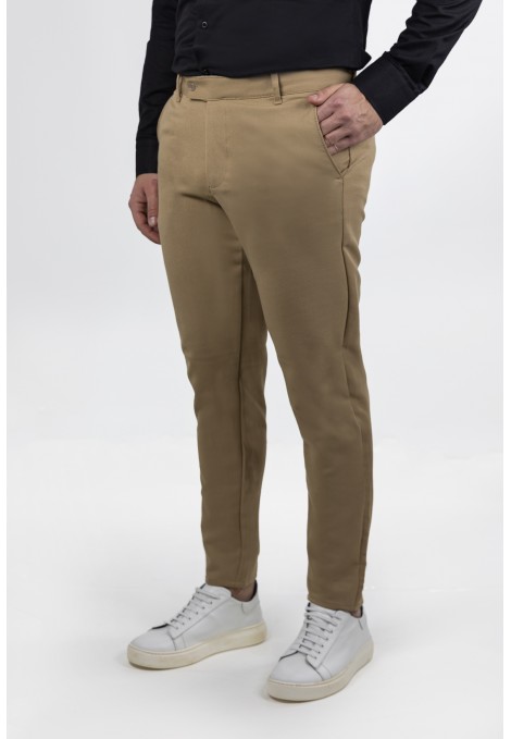 Men's Dark Beige Fabric Pants-Urban Flex