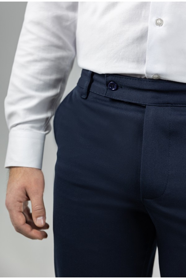 Men's Dark Blue Fabric Pants-Urban Flex