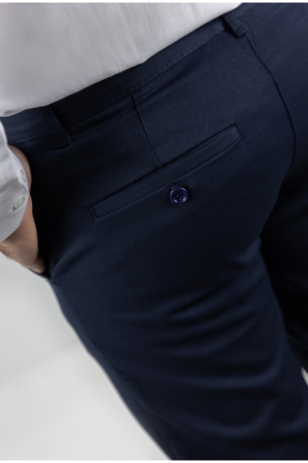 Men's Dark Blue Fabric Pants-Urban Flex