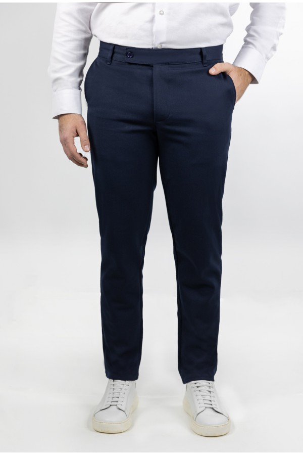 Men's Dark Blue Fabric Pants-Urban Flex