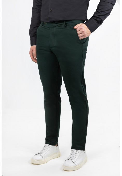 Men's Dark Green Fabric Pants-Urban Flex