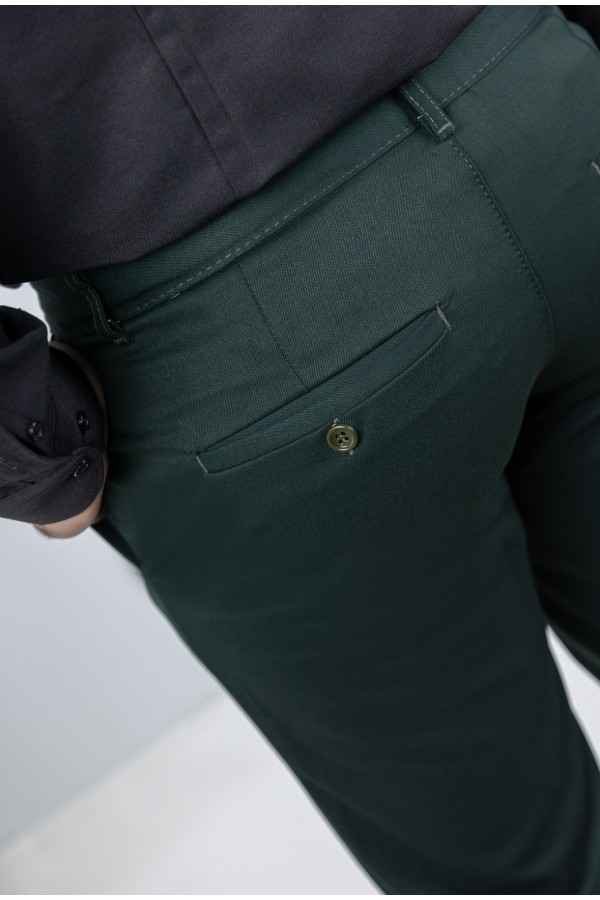 Men's Dark Green Fabric Pants-Urban Flex