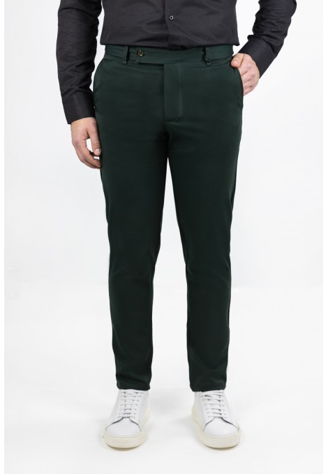 Men's Dark Green Fabric Pants-Urban Flex