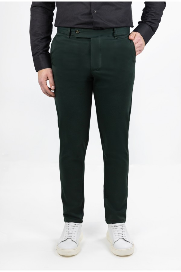 Men's Dark Green Fabric Pants-Urban Flex