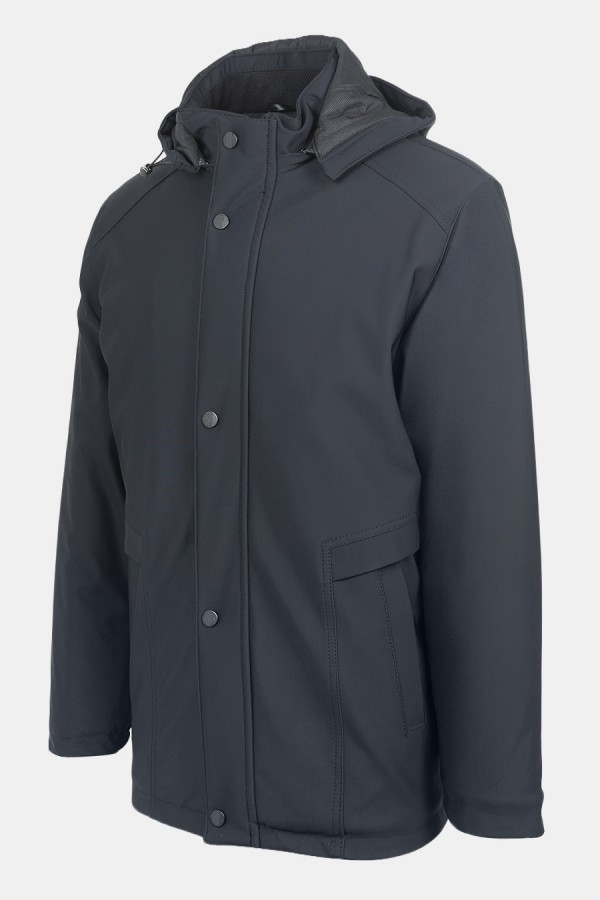 Men's Black Jacket with Removable Hood