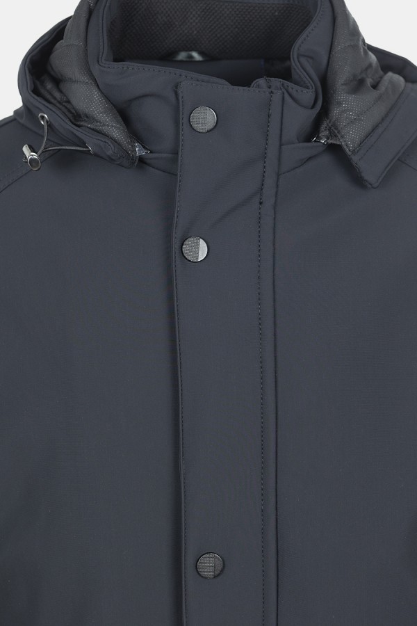Men's Black Jacket with Removable Hood