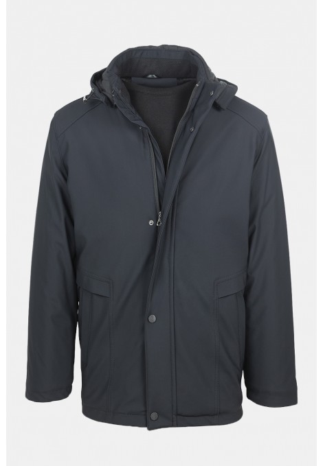 Men's Black Jacket with Removable Hood