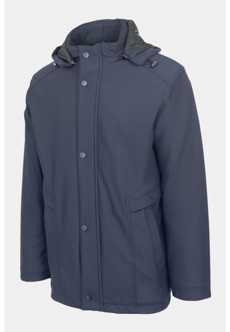 Men's Dark Blue Jacket with Removable Hood