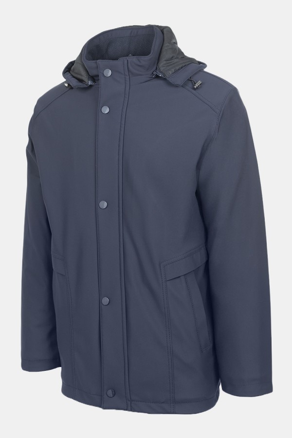 Men's Dark Blue Jacket with Removable Hood