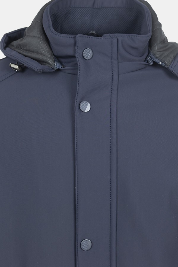 Men's Dark Blue Jacket with Removable Hood