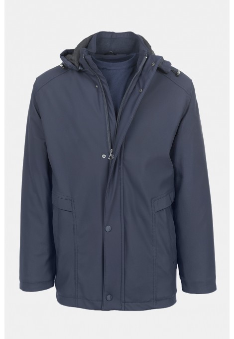 Men's Dark Blue Jacket with Removable Hood